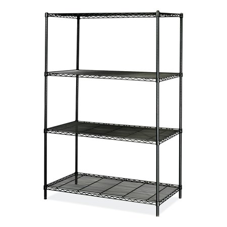 SAFCO Industrial Wire Shelving, Four-Shelf, 48w x 24d x 72h, Black 5294BL